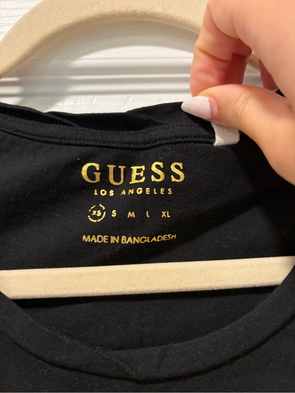Guess Black Short Sleeve Tee with Pink Floral Logo - Picture 3 of 3